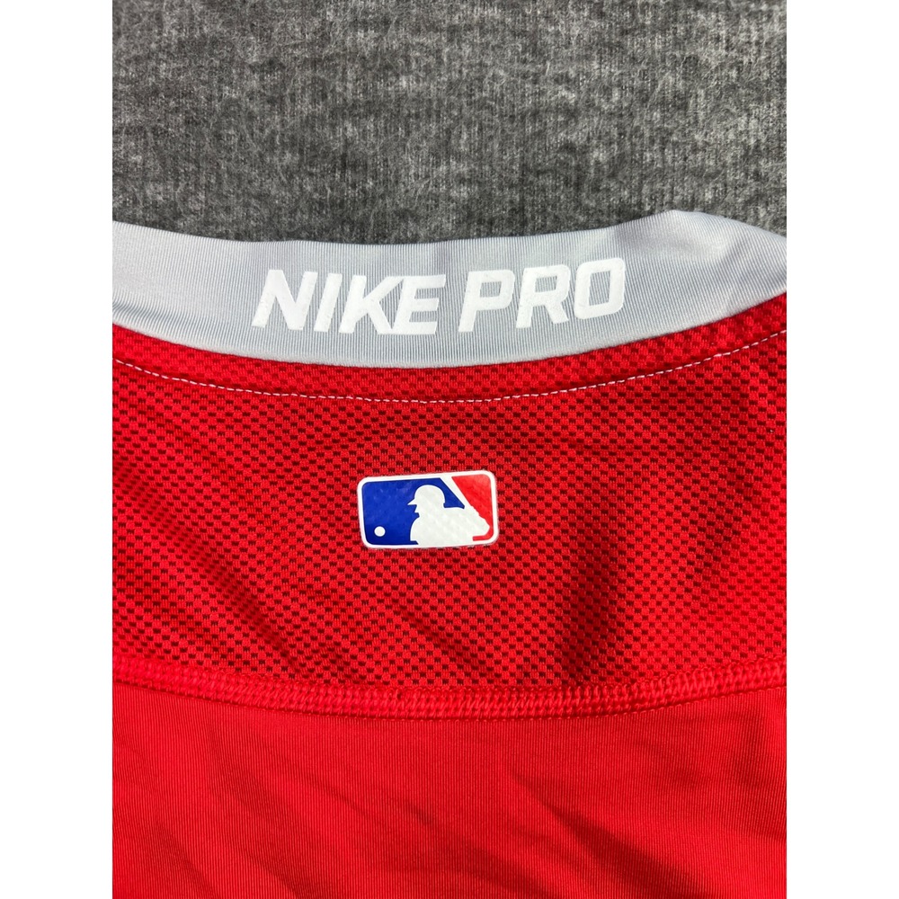 Nike Pro Mens XL Dri-FIT Baseball Shirt Red Grey Raglan 3/4 Sleeve 880659-658 - Picture 6 of 12